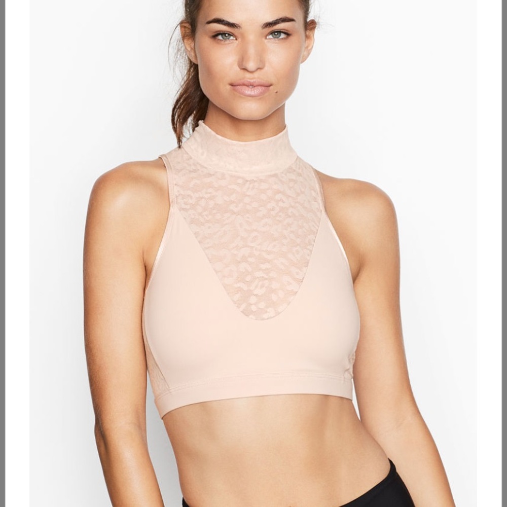 Victoria's Secret Nude Lace Halter Top Cheetah Leopard
